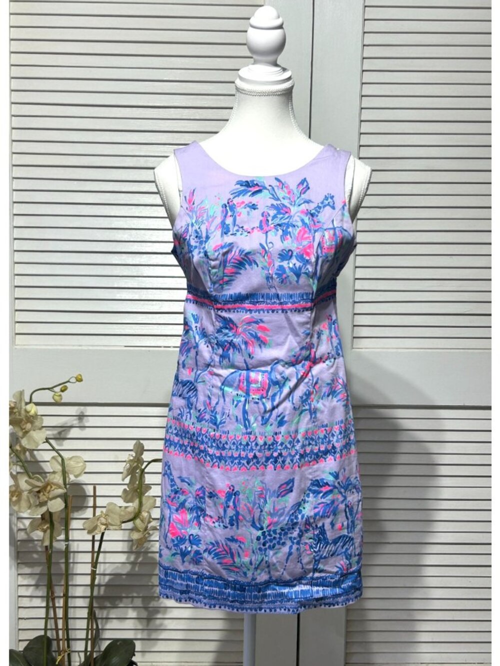 Lilly Pulitzer Women's Lilac Cotton Fruity Monkey Mila Shift Dress Size 00 3447